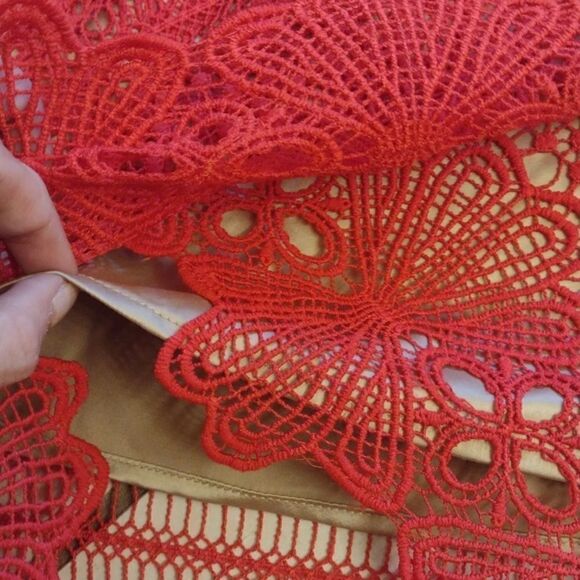 Sugar + Lips Red Lace Skirt tulip-hem Pencil Skirt miniskirt S Cute Sexy - Picture 6 of 14